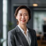 掌中美母创始人李薇女士的专业形象照，她面带自信微笑，身穿简洁职业装，背景为明亮的工作室环境，展现出母婴内容领域资深创业者的专业气质